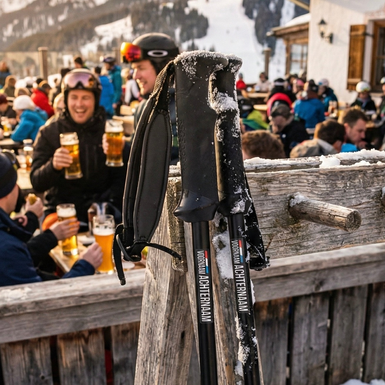 Pegatina de nombre y bandera 'Mayrhofen' esquí | Juego de 2