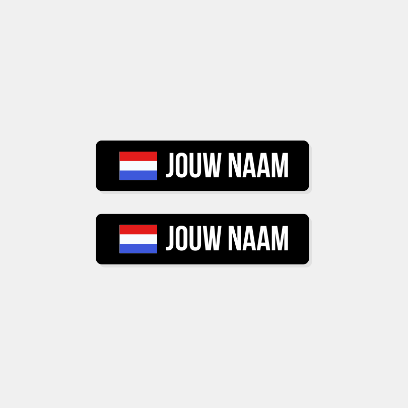 Naam & vlag sticker ski | Set van 2