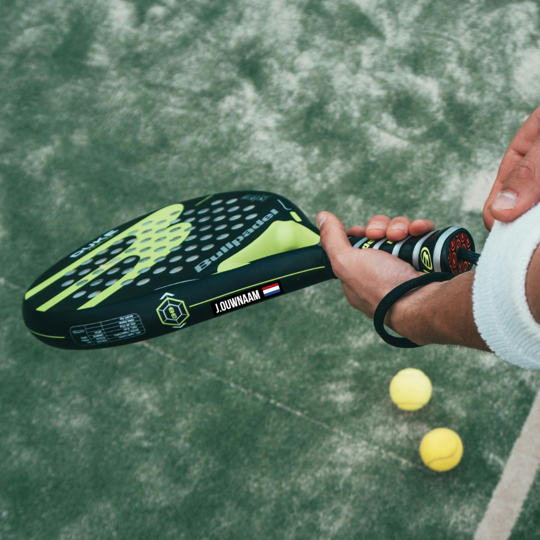 Padel Racket Stickers Padelracket sticker met naam en vlag | Personaliseer jouw padelracket ...