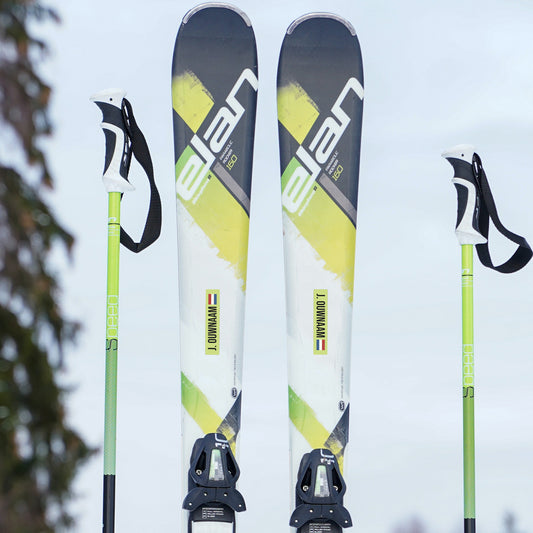 Ski sticker naam en vlag (set van 2)