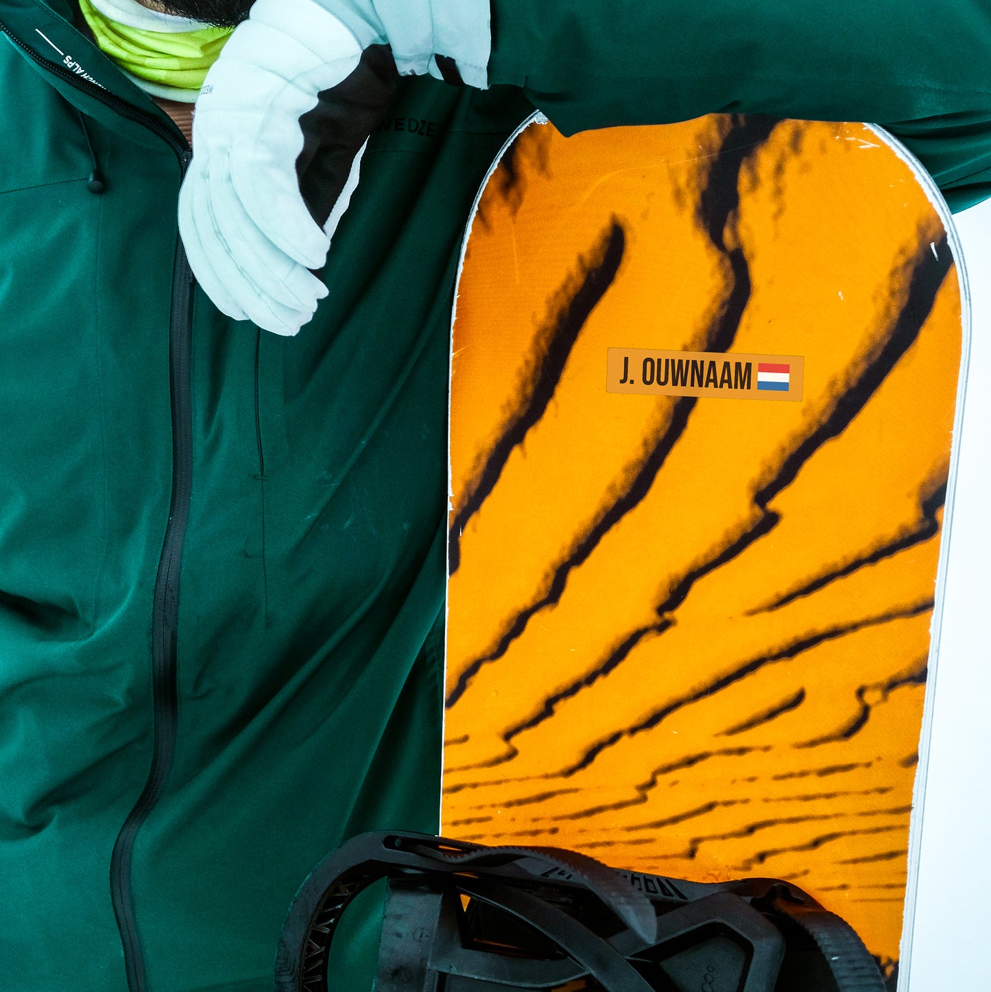 Snowboard-Aufkleber mit Name und Flagge (2er-Set)