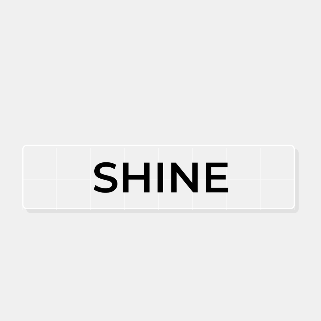 Spiegelsticker met eigen tekst in gesneden vinyl, voorbeeld SHINE